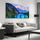 Mountain Lake Serene Blue & Pink Sky Nature Scene Wall Art canvas office home room framed 80x45cm