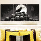 3pcs The Crow on the Skull Metal Print Ready to Hang Art