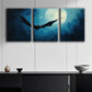 3pcs Bats fly in the Moonlight Metal Print Ready to Hang Art