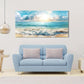 Blue Waves Beach Sunset Blue Sky Wall Art canvas office home room framed 120x60cm