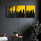 3pcs Black and yellow silhouettes Metal Print Ready to Hang Art