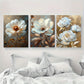 3pcs Luxurious Peony Elegant Floral Blossom Classic Design Metal Print Ready to Hang Art