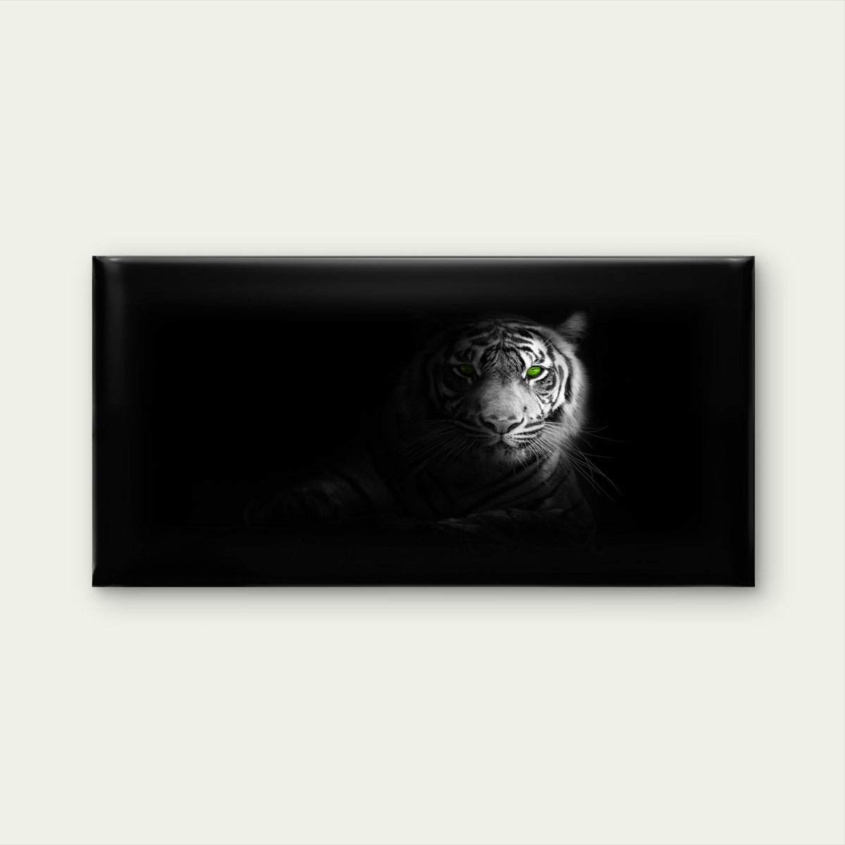 The Green Eyed White Tiger Wall Art Canvas Office Home Room Framed 120x60cm