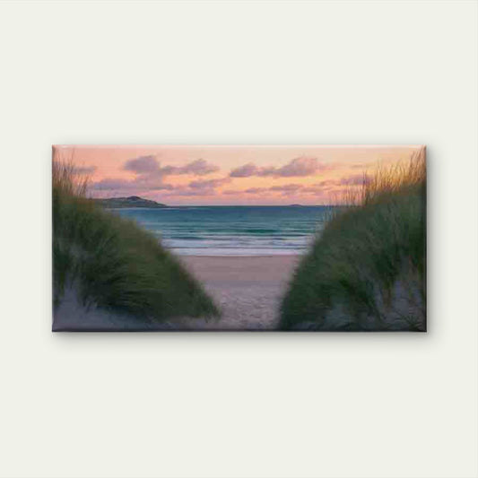 Sunset Beach Scene with Dunes Wall Art Canvas Office Home Room Framed 80x45cm