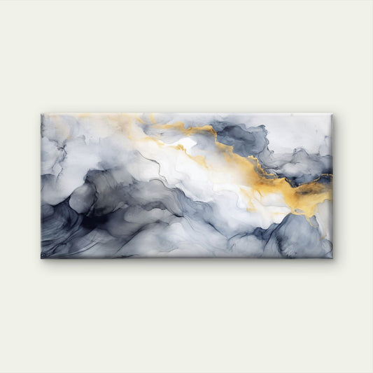Abstract Grey Marble Smoke Texture Wall Art Canvas Office Home Framed 80x45cm