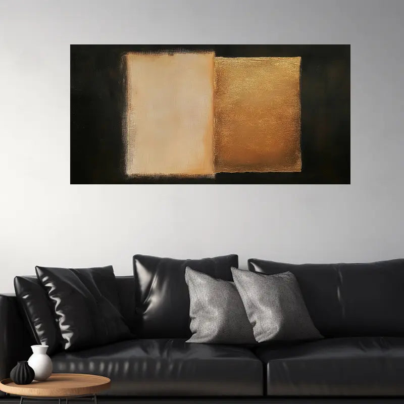 Two-Tone Design with Golden Accents Wall Art wall canvas office home room framed 120x60cm