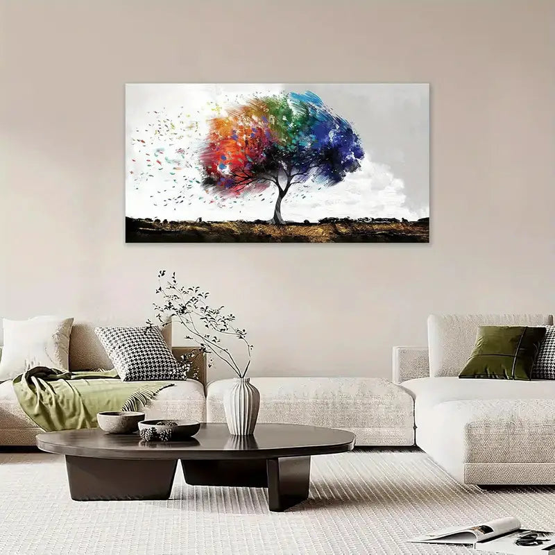 Tree Vibrant Colorful Grasses Wall Art canvas office home room framed 120x60cm