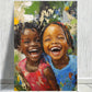 Heart Warming Scene, Happy African Youngsters Laughing Canvas Art Print 100% Australian Made 40x60cm Stretched Canvas Ready to Hang