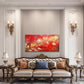 Golden Leaves Red Sky Wall Art Canvas Office Home Room Framed 80x45cm