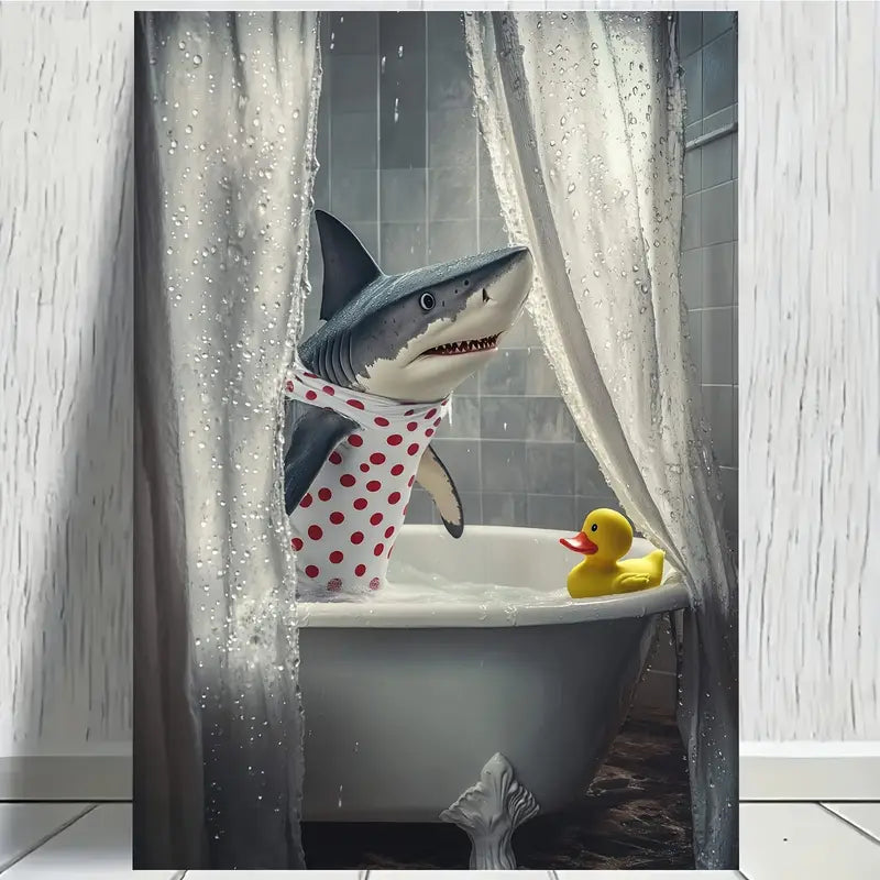 Shark Buth In Tab With Duck Print 100% Australian Made 40x60cm Stretched Canvas Ready to Hang