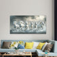 Epic White Horse Run Wall Art Canvas Office Home Room Framed 120x60cm