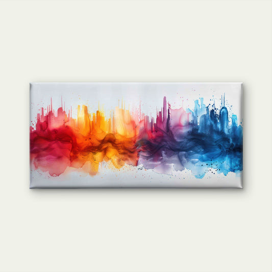 Abstract City Painting Wall Art Canvas Office Home Room Framed 80x45cm