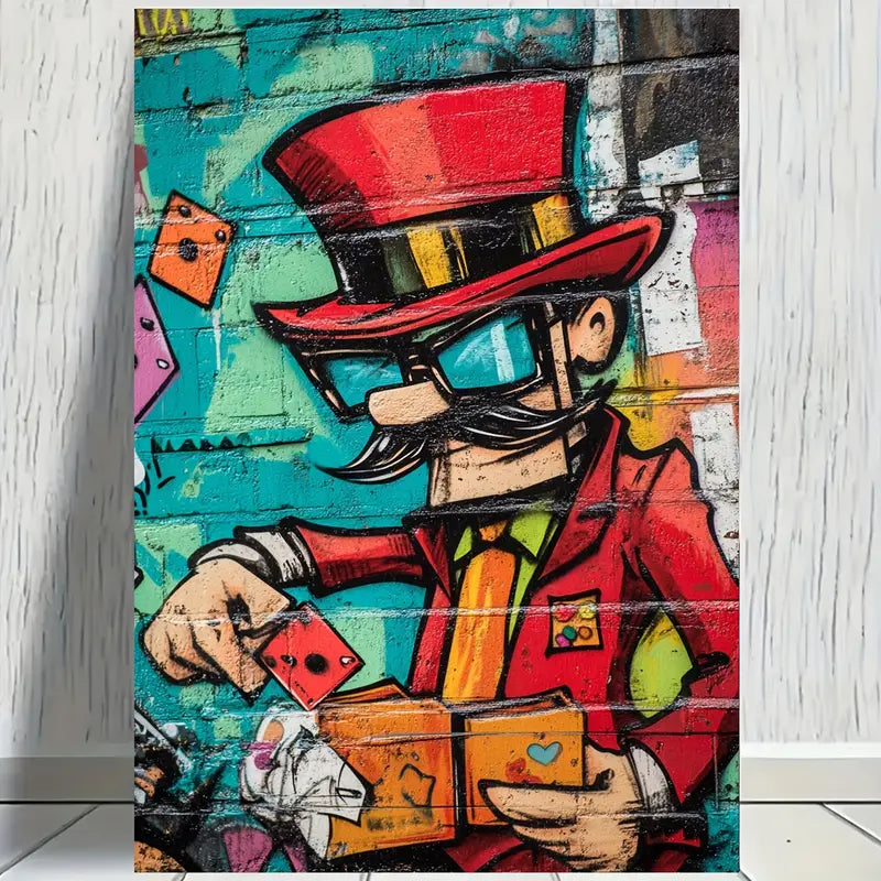 Street Art Graffiti Playing Card Gentleman Print 100% Australian Made 40x60cm Stretched Canvas Ready to Hang