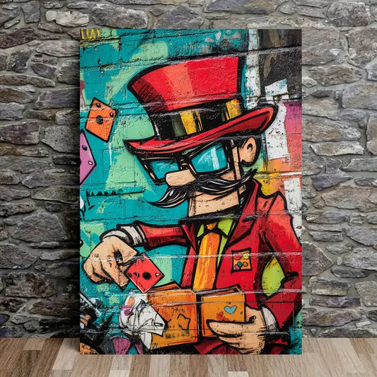 Street Art Graffiti Playing Card Gentleman Print 100% Australian Made 40x60cm Stretched Canvas Ready to Hang