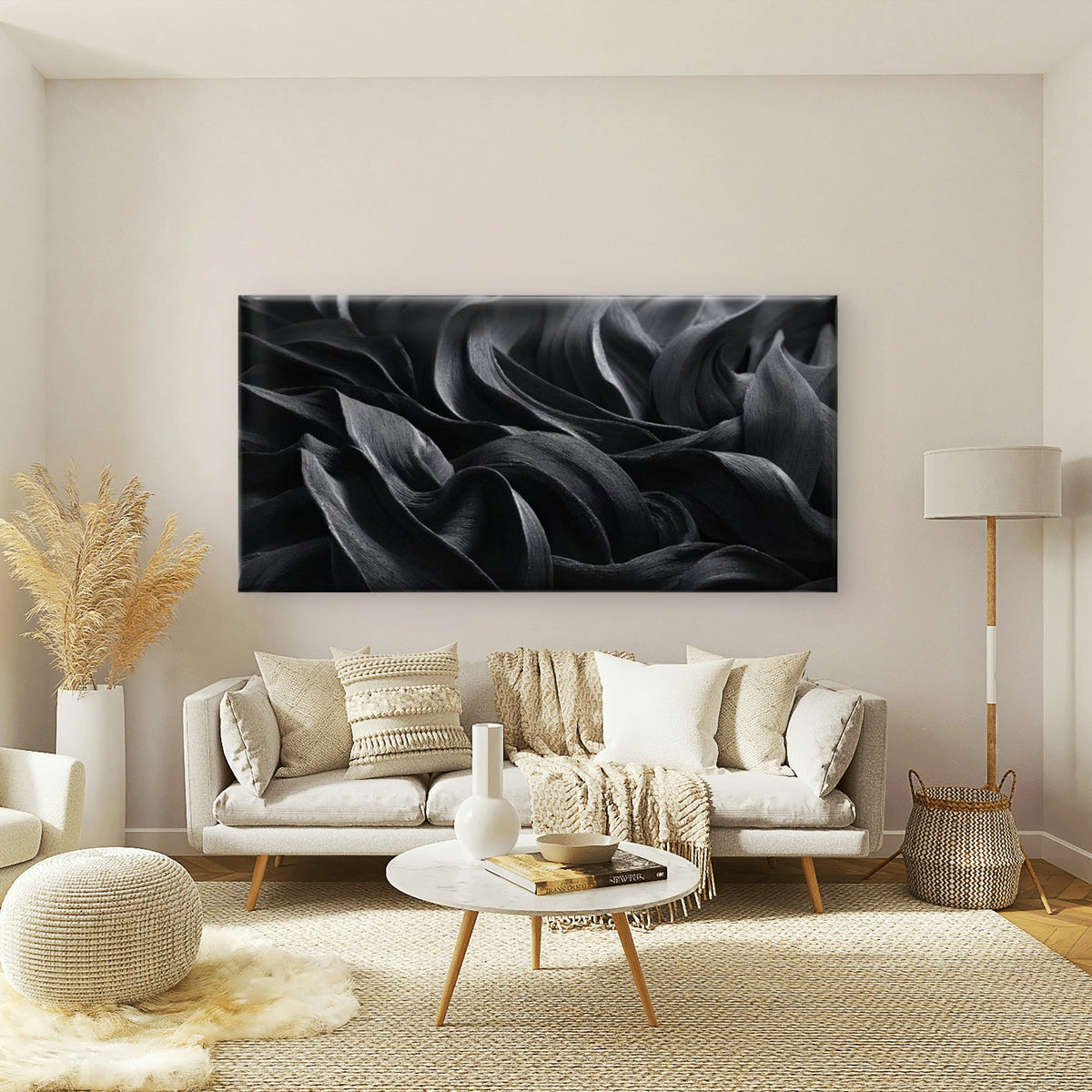 Abstract Monochrome Paintings Wall Art Canvas Office Home Room Framed 120x60cm