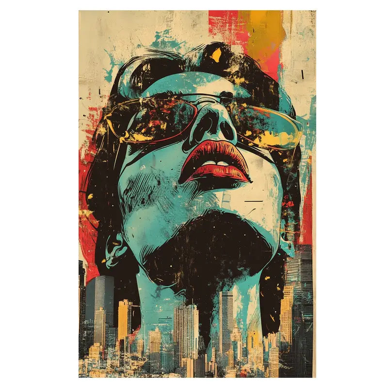 Wearing Sunglass & Boy Pop Art Print 100% Australian Made 40x60cm Stretched Canvas Ready to Hang