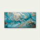Aqua Gold Watercolor Effect Luxury Wall Art Canvas Office Home Framed 80x45cm
