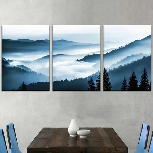 3pcs Modern Chinese Style Mountain Natural Scenery Art Wall Art Set Canvas Framed 40x60cm - High Quality Print 100% Australian Made Wall Canvas Ready to Hang