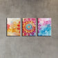 3pcs Watercolor Beautiful Mandala Flower Design Metal Print Ready to Hang Art