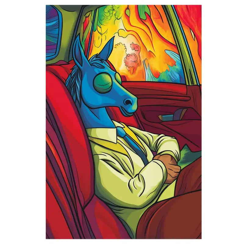 Horse Nap In Car Abstract Design Print 100% Australian Made 40x60cm Stretched Canvas Ready to Hang