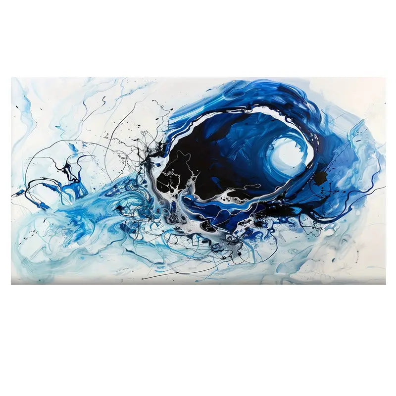 Abstract Blue & White Swirl Canvas Wall Art Print 100% Australian Made 60x40cm Stretched Canvas Ready to Hang