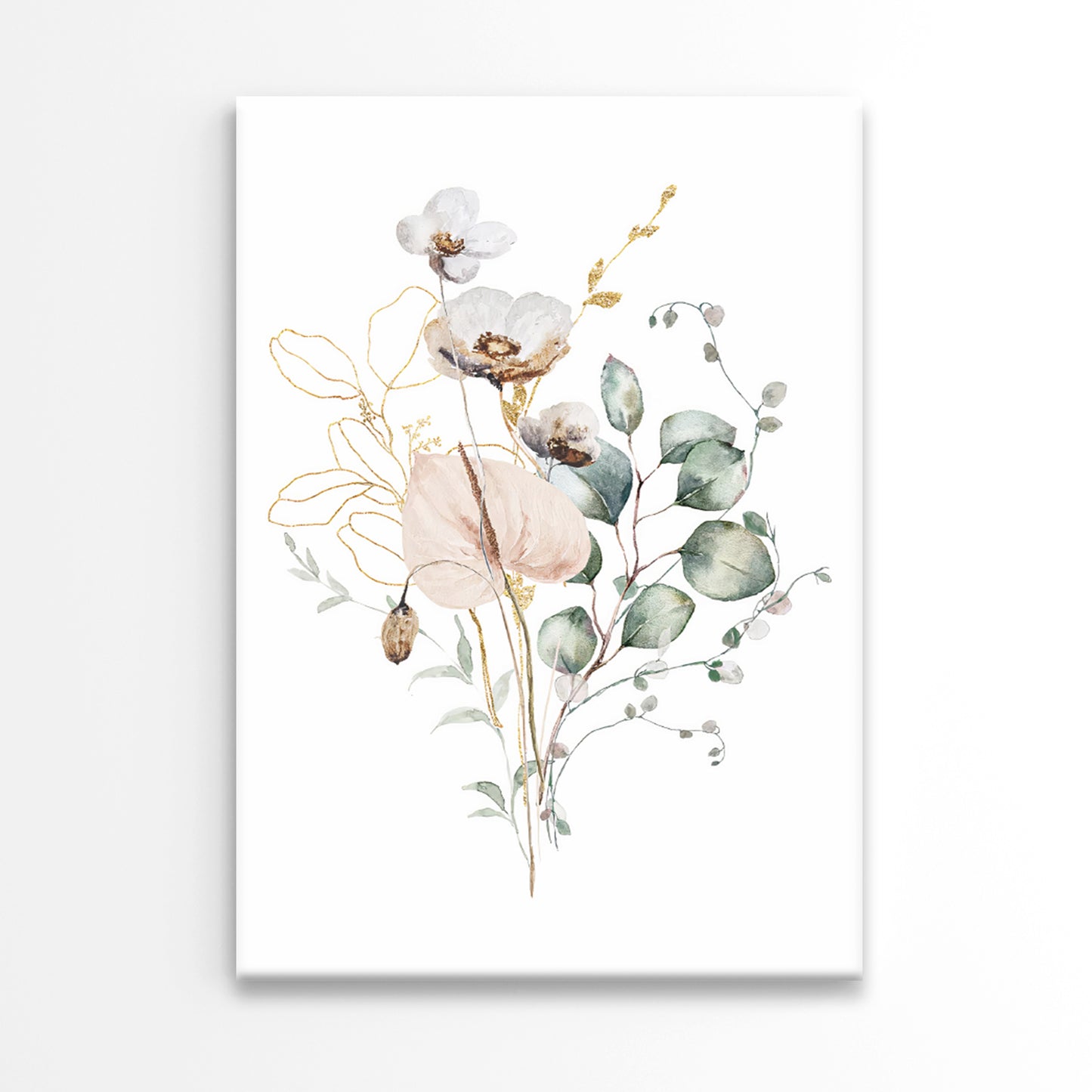 Bouquet Of Flowers Watercolor Painting Print 100% Australian Made 40x60cm Stretched Canvas Ready to Hang