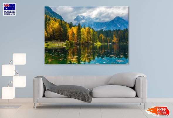 Clouds over Mountains & Forest Print 100% Australian Made Stretched Canvas Ready to Hang - NT-110