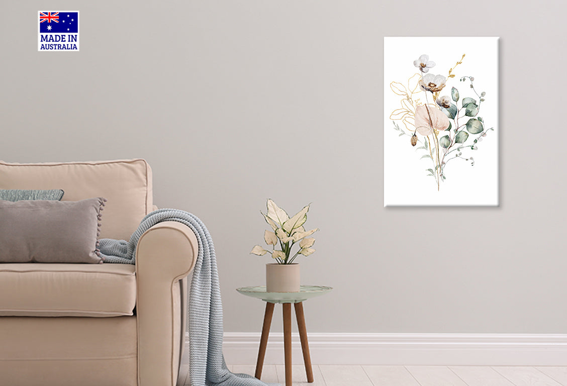 Bouquet Of Flowers Watercolor Painting Print 100% Australian Made 40x60cm Stretched Canvas Ready to Hang