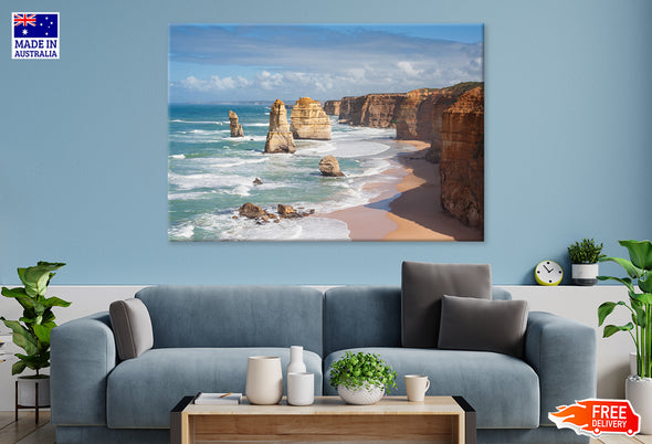 Breathtaking view of the Twelve Apostles, Great Ocean Road Print 100% Australian Made Stretched Canvas Ready to Hang - AU-110