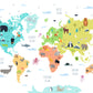 World Map With Wild Animals Print 100% Australian Made Stretched Canvas Ready to Hang - MP-110