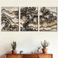3pcs Golden Black Tree Design Luxury Metal Print Ready to Hang Art