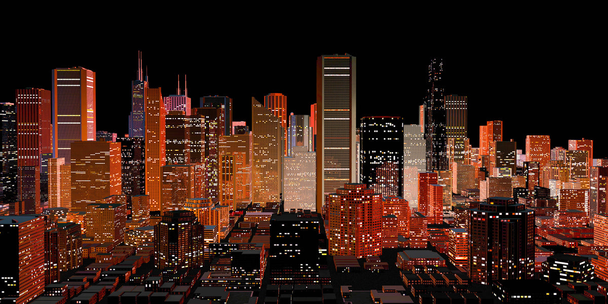 Modern City Skyline Night View Wall Art Canvas Office Home Room Framed 120x60cm