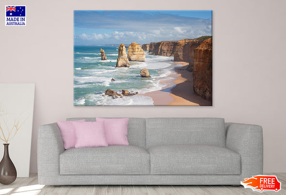 Breathtaking view of the Twelve Apostles, Great Ocean Road Print 100% Australian Made Stretched Canvas Ready to Hang - AU-110