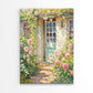 House With a Blue Door and Flowers Print 100% Australian Made 40x60cm Stretched Canvas Ready to Hang