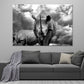 Black Rhinoceros Grazing in The Savanna Print 100% Australian Made Stretched Canvas Ready to Hang - BW-110