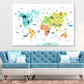 World Map With Wild Animals Print 100% Australian Made Stretched Canvas Ready to Hang - MP-110