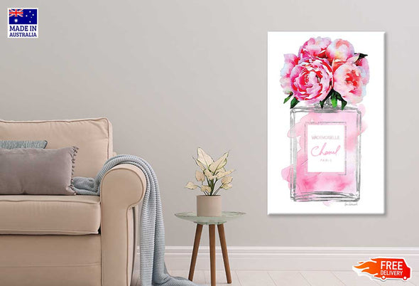 Orange Flowers & Pink Perfume Bottle Fashion Print 100% Australian Made Stretched Canvas Ready to Hang - FS - 157