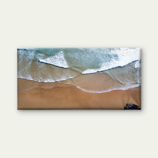 Sea Waves Breaking Sandy Beach Wall Art Canvas Office Home Room Framed 80x45cm