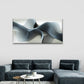 3D Silver Wave Abstract Design Wall Art Canvas Office Home Room Framed 80x45cm