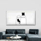 Anime Black & White Cat Wall Art Canvas Office Home Room Framed 120x60cm