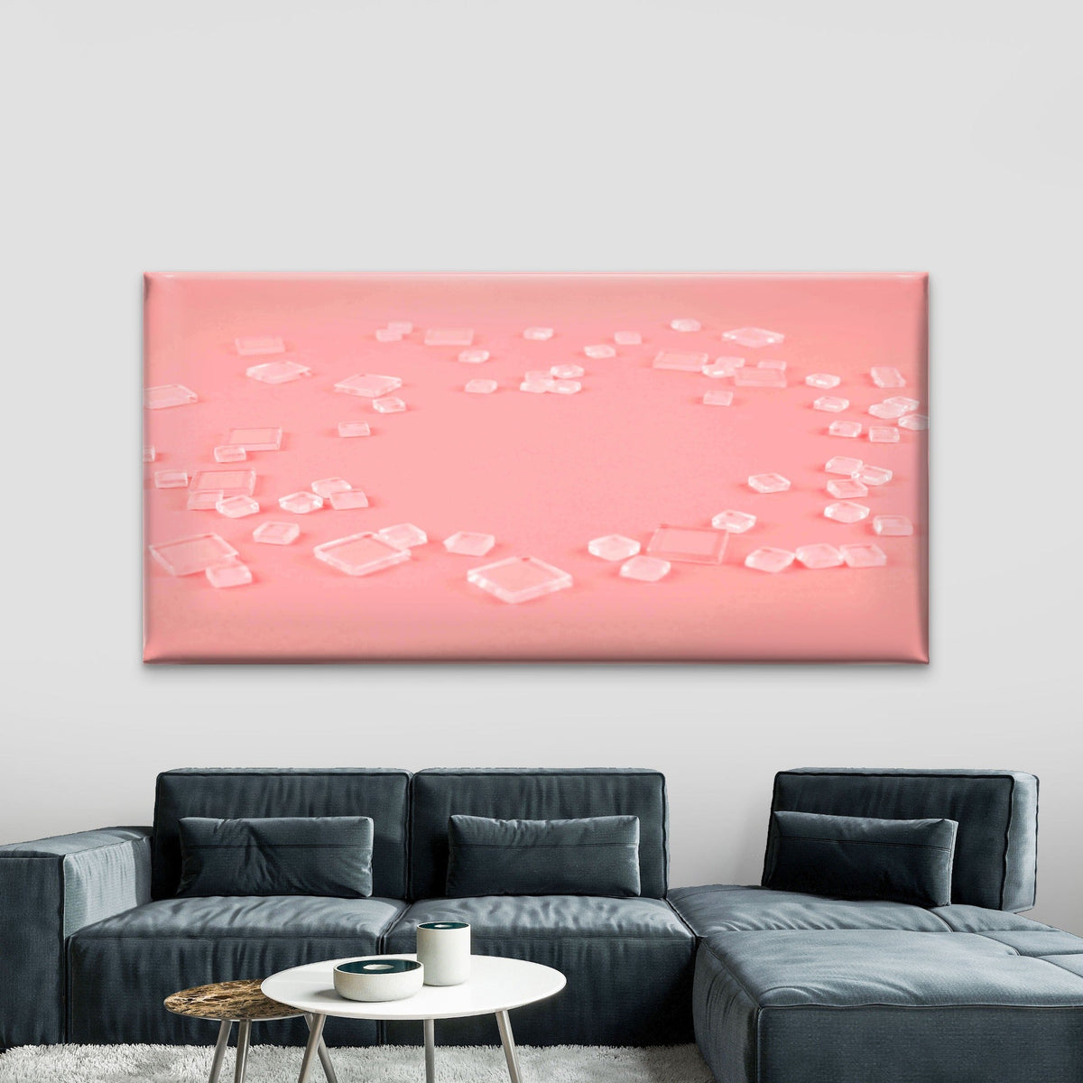 Ice Cubes Pattern Wall Art Canvas Office Home Room Framed 80x45cm