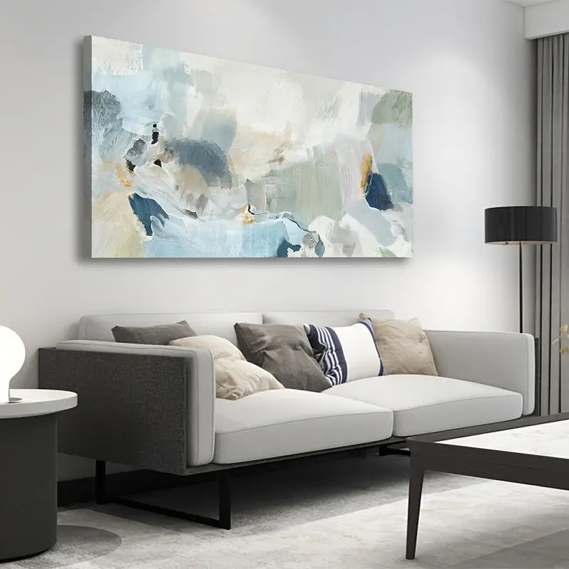 Contemporary Teal Abstract Bluish Green Wall Art canvas office home room framed 120x60cm