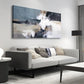 Abstract Grey Blue White Ocean Waves Wall Art canvas office home room framed 120x60cm