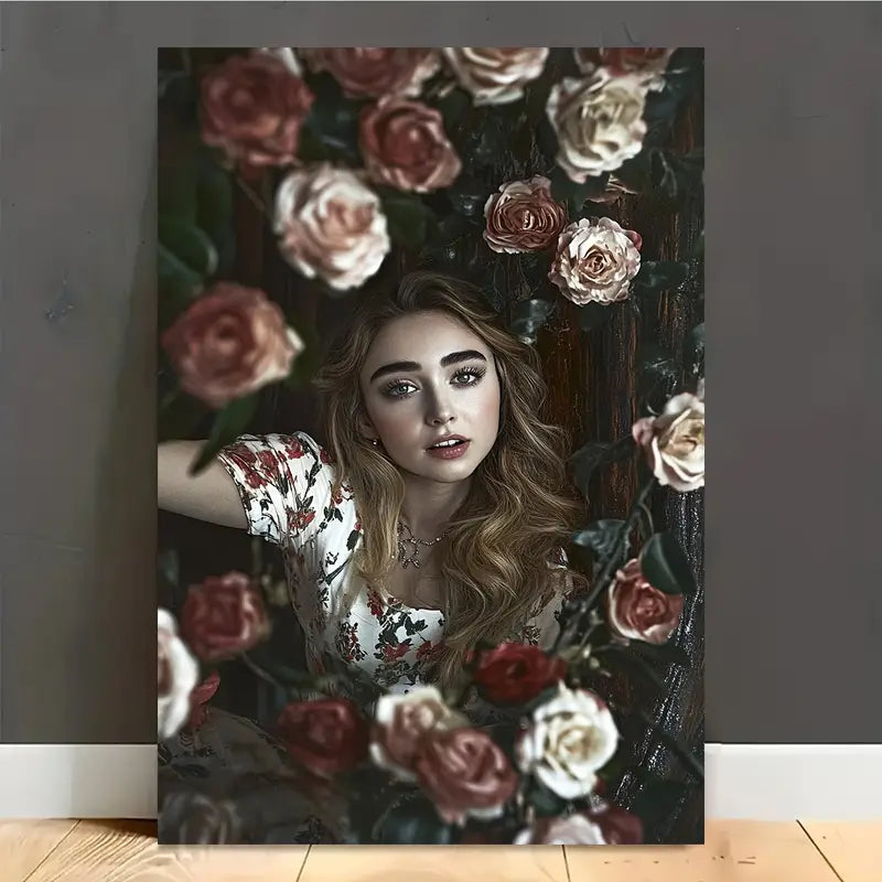 Woman In Rose Flower Photograph Print 100% Australian Made 40x60cm Stretched Canvas Ready to Hang