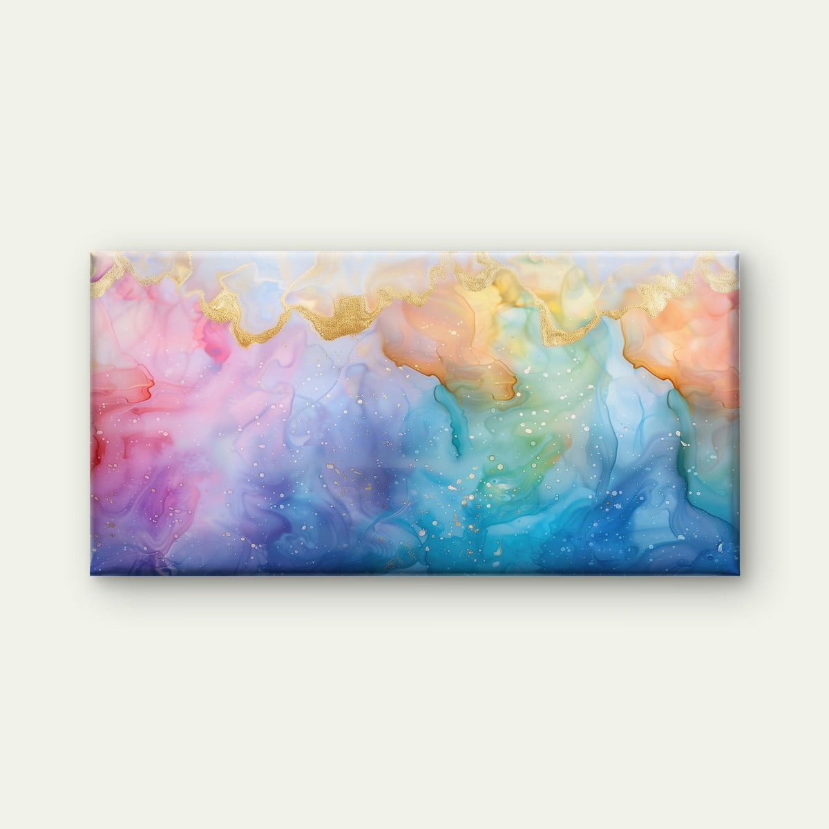 Golden Horizons In Pastel Wall Art Canvas Office Home Room Framed 120x60cm