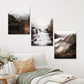 3pcs Multnomah Waterfalls Nature, Serene Mountain & Forest Metal Print Ready to Hang Art