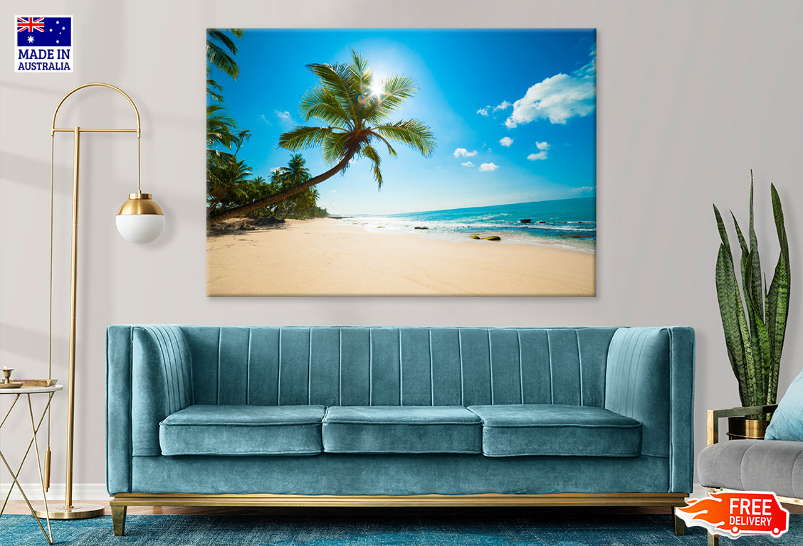 Untouched tropical beach in Sri Lanka Print 100% Australian Made Stretched Canvas Ready to Hang - BC-111