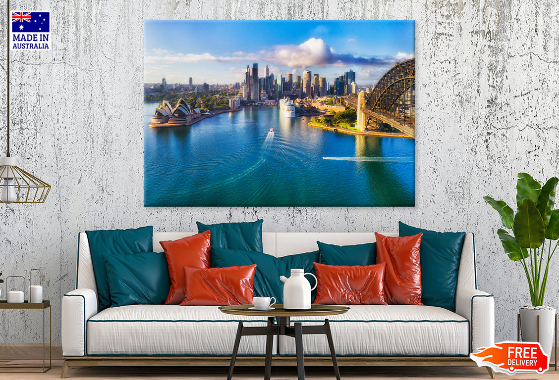 Major Architecture Landmarks in Sydney City Print 100% Australian Made Stretched Canvas Ready to Hang - AU-111