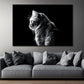 Cat Side Look Isolated in Black Print 100% Australian Made Stretched Canvas Ready to Hang - BW-111