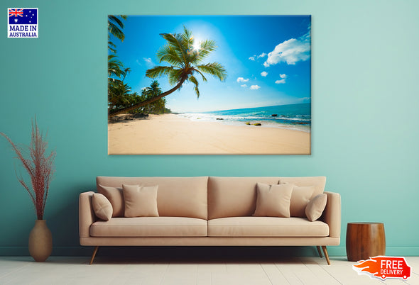 Untouched tropical beach in Sri Lanka Print 100% Australian Made Stretched Canvas Ready to Hang - BC-111